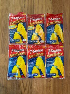 Playtex Handsaver Flexstrong Gloves MEDIUM Yellow - Lot of 6
